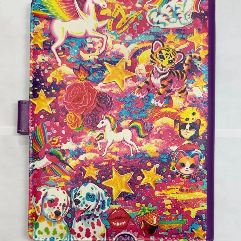 Lisa Frank A5 binder with matching printed paper and canvas tote bag